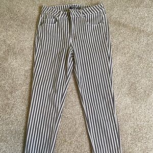 Black and white striped pants